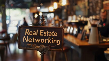 Real Estate Networking Sign in Cafe