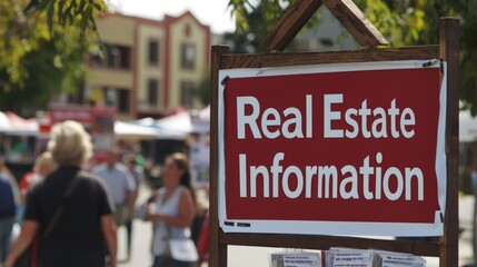 Obraz premium Real Estate Information Sign at Outdoor Event