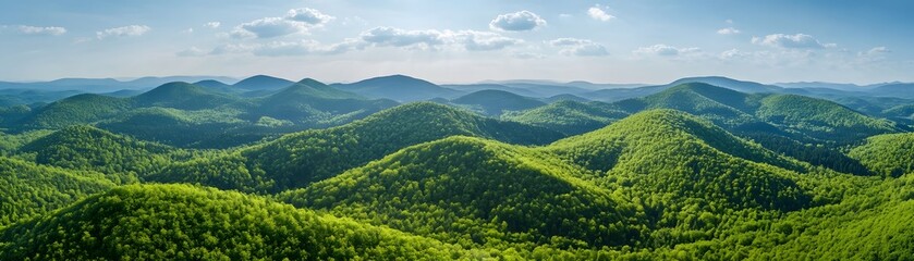 Fototapeta premium Rolling Green Hills and Lush Forest Landscape