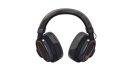 Wireless Headphone Isolated PNG in Black Color.
