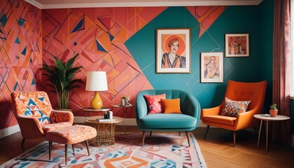 Photo interior modern design room 3d illustration;