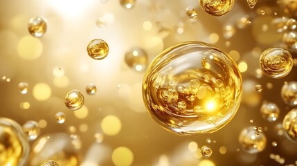 Golden Oil Bubbles Abstract Motion for Cosmetics Marketing