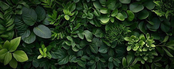 Lush Green Tropical Foliage Background Texture
