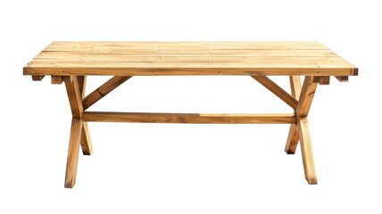 Vintage Style Wooden Rectangle Table Isolated on Png Background.