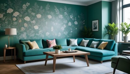 Photo interior modern design room 3d illustration;