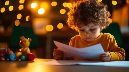 A child with a minor injury, looking at an insurance brochure while playing with a favorite toy