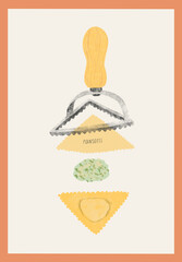 Pasta cutter press for making Italian homemade pansotti