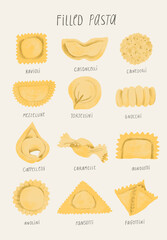 Different types of Italian filled pasta