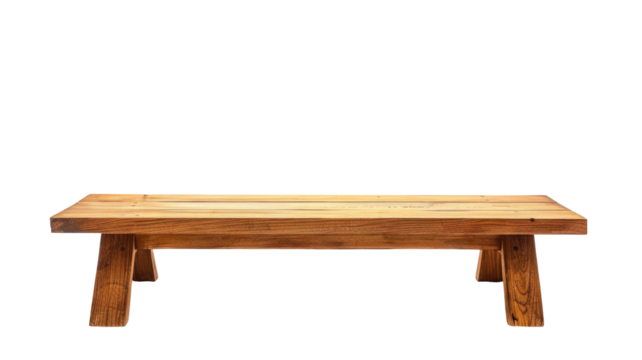 Vintage Style Wooden Rectangle Table Isolated on Png Background.