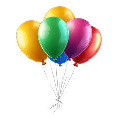 Balloons floating at a celebration, cut out transparent