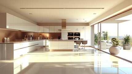 Bright modern kitchen with clean white surfaces and natural lighting