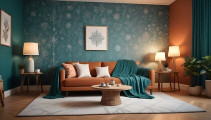 Photo interior modern design room 3d illustration;
