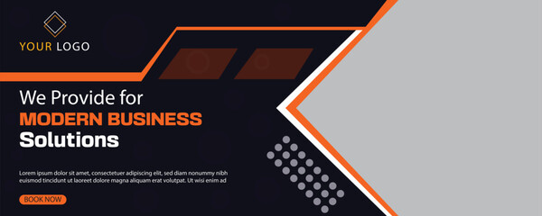 social media banner design with image and background 