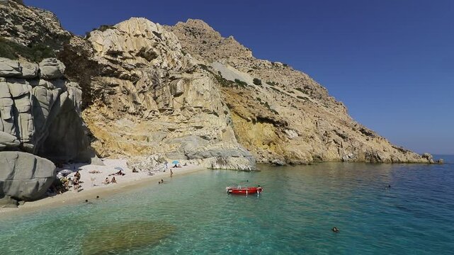 Paradise Seychelles beach with crystal clear water on the Greek island of Ikaria