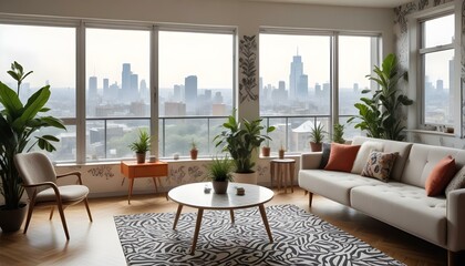 Photo interior modern design room 3d illustration;