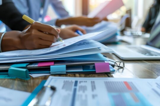 Portray professionals conducting a document security audit with advanced tools, emphasizing regular assessments to identify and address potential vulnerabilities