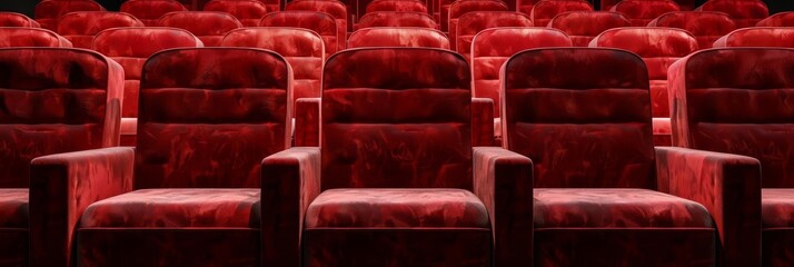 Fototapeta premium Empty red velvet theater seats in a row.