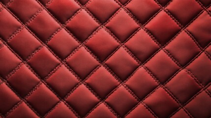 Naklejka premium Red quilted leather pattern, luxurious textile texture. Interior design concept