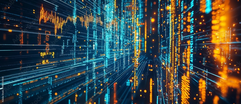 Poster the digital background can be used to describe network capabilities, technological processes, digita