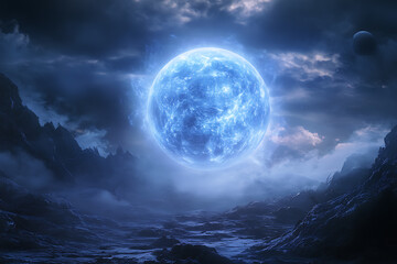 A ghostly and transparent planet Earth with an ethereal presence radiates a mystical glow