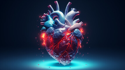 Human heart with pulse line, heartbeat , stroke, Heart attack , Health care