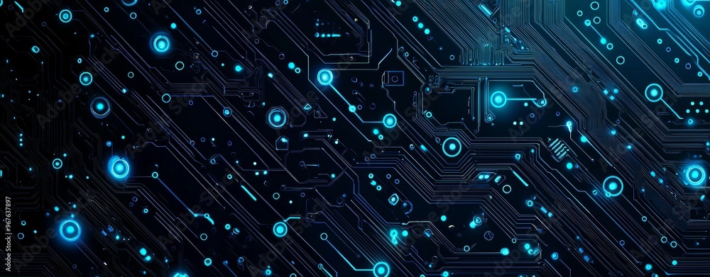 Poster suitable for tech processes, neural networks, stock, data transfer, encryption, digital archives, so