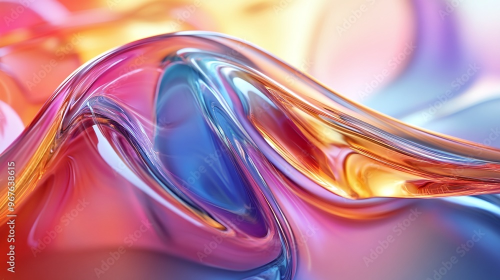 Poster colorful glass 3d object on a bright and abstract wallpaper background perfect for creating modern a
