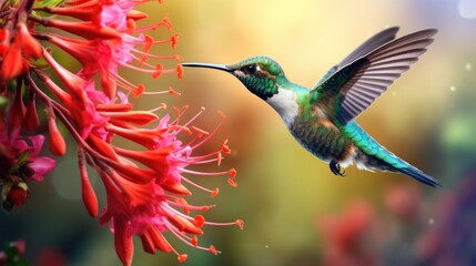 Fototapeta premium beautiful colorful colibri bird in nature landscape