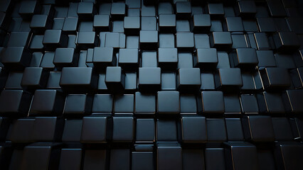 Dark Abstract Background with Interlocking Black Cubes