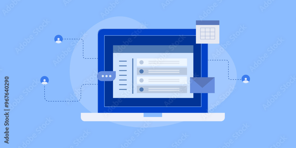 Poster email communication software connected with ai technology, sending message, reply, customer segment 
