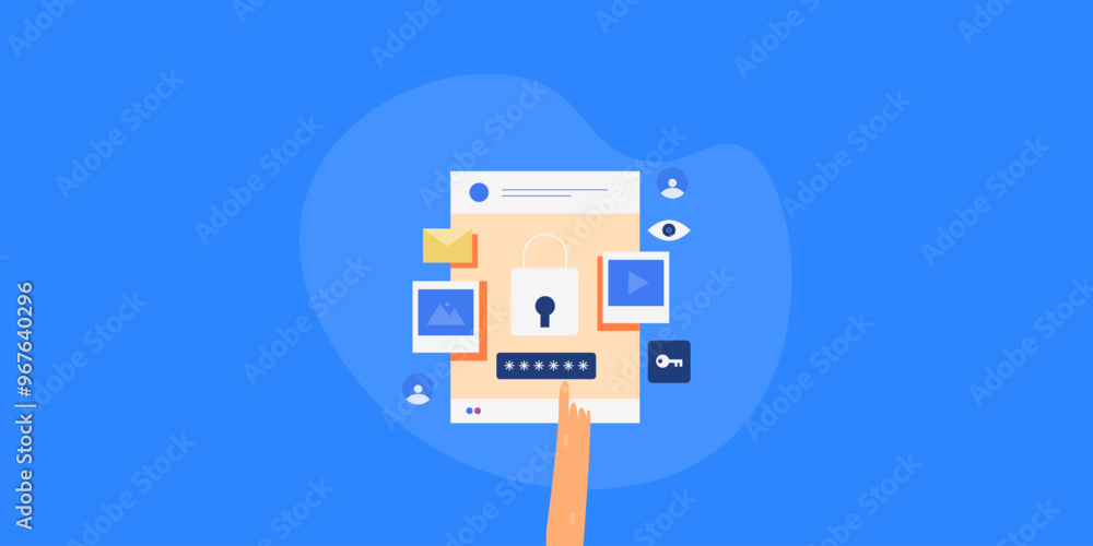 Poster online social media personal data safety and routine security check, update password information con