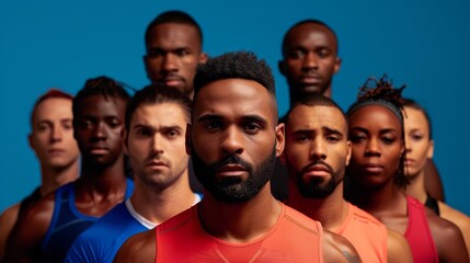 Obraz premium Diverse group of athletes looking determined and ready for a challenge.