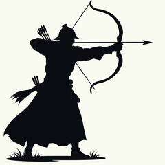 Traditional archer silhouette vector art illustration