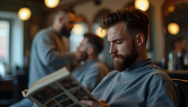 Man at saloon - Powered by Adobe