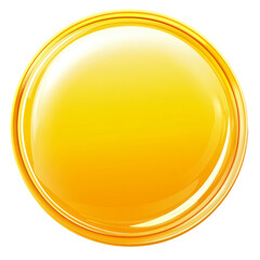 Bright yellow circular object reflecting light, cut out transparent