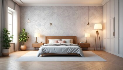 Photo interior modern design room 3d illustration;