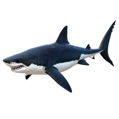 Obraz premium Great white shark swimming realistically, cut out transparent