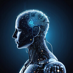 Fototapeta premium Artifical human-like robot humanoid robot 