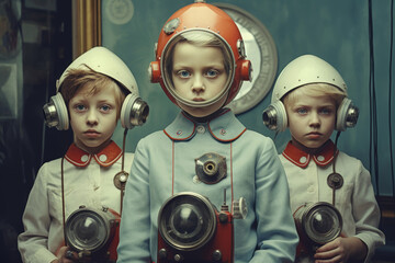 children_playing_cosmonauts_in_kindergarten_in the_50s