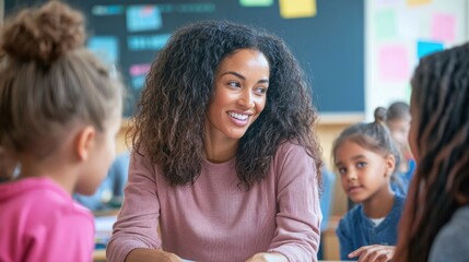 Teacher Assisting Students