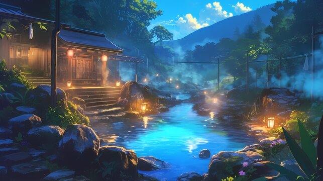 Anime Hot Spring Wallpaper