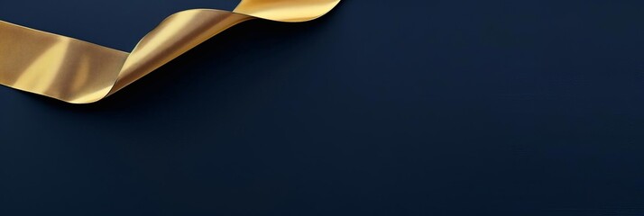 Milestone flag in gold on a deep blue background With copy space