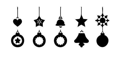 Festive Ornaments Icons Set for Holiday Decorations