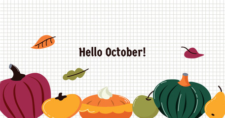 Autumn October Fall Halloween background card banner illustration