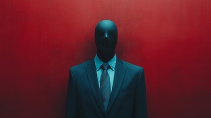 A man in a suit and tie stands in front of a red wall