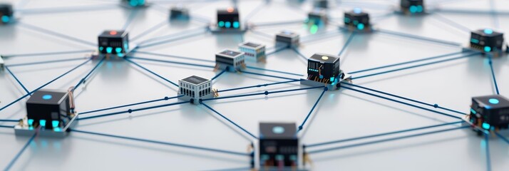 Network topology diagram illustrating the layout and connections of a large-scale network with copy space