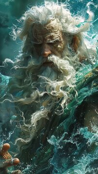 Oceanus, reimagined as the overseer of data oceans, navigating through streams of information