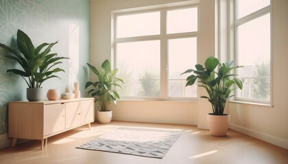 Fototapeta premium Photo interior modern design room 3d illustration;