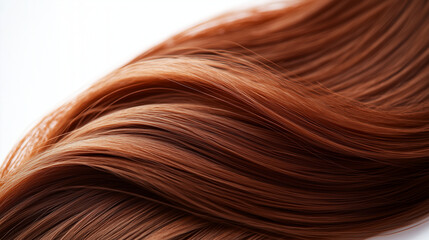 Fototapeta premium Close-up view of red hair on a light background.