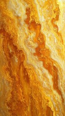 An intricate organic pattern with flowing shapes in hues of yellow and orange creates a warm, honey-like appearance on a textured surface